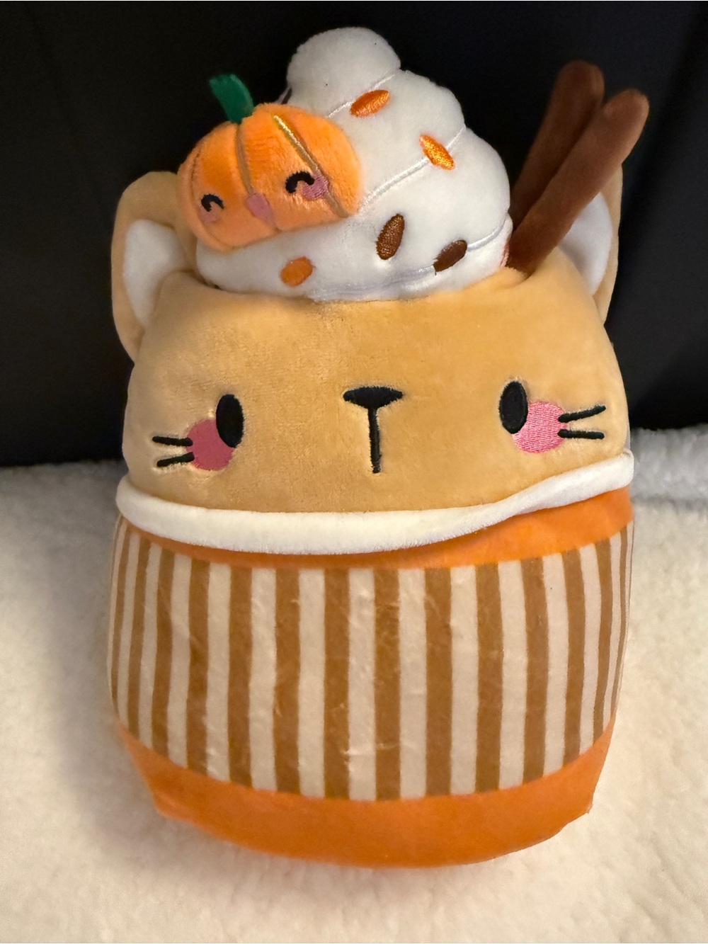 Squishmallow Plush Orange Pumpkin Cat Dessert Plush - Decorative Home Accent